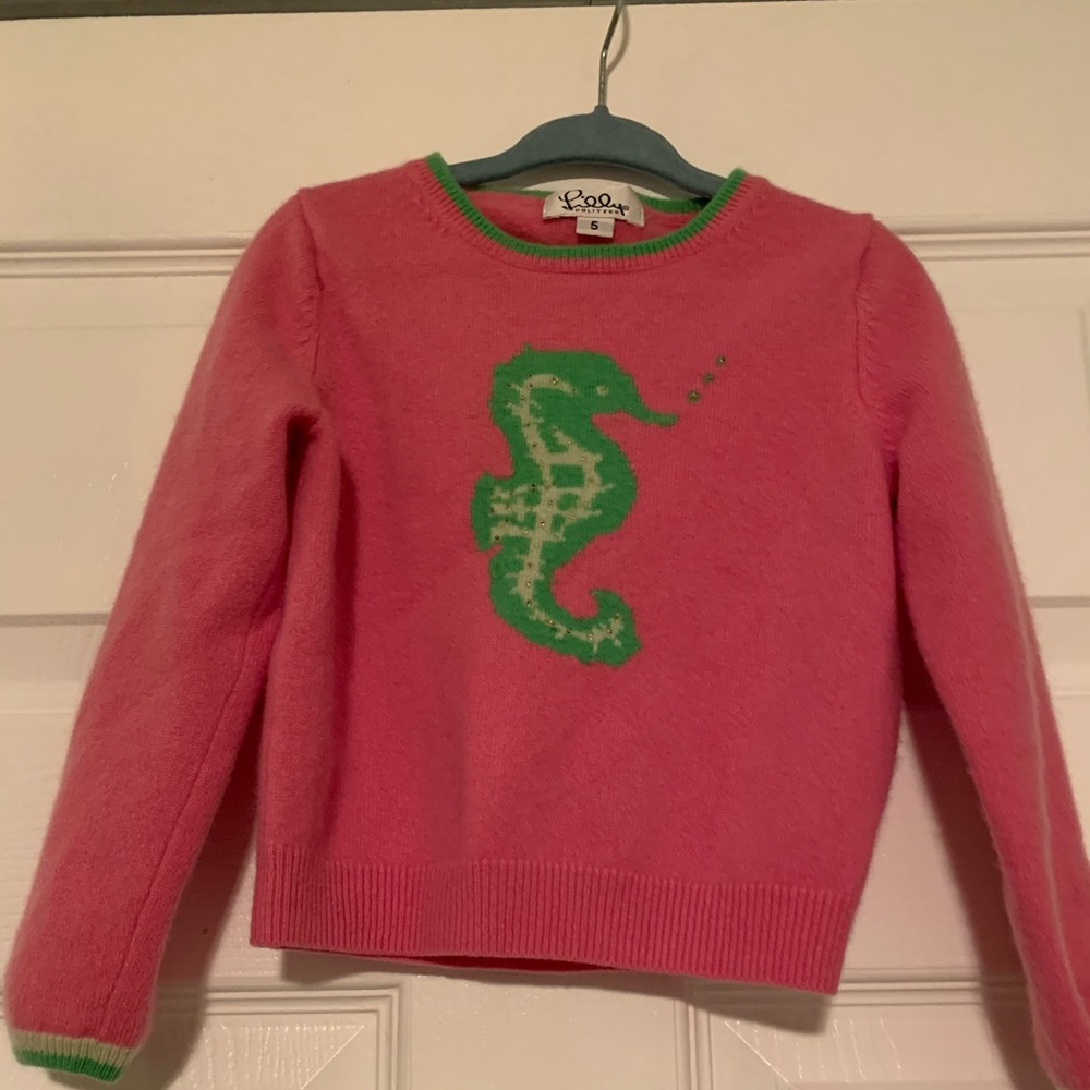Girls Lily Pulitzer pink seahorse sweater - size 5